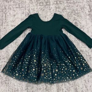 Hanna Andersson Long Sleeve Shimmer Tulle Dress Dark Green